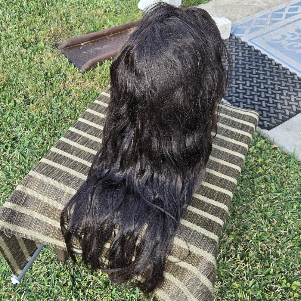 27” Choc Brown Human Hair Wig lace Front